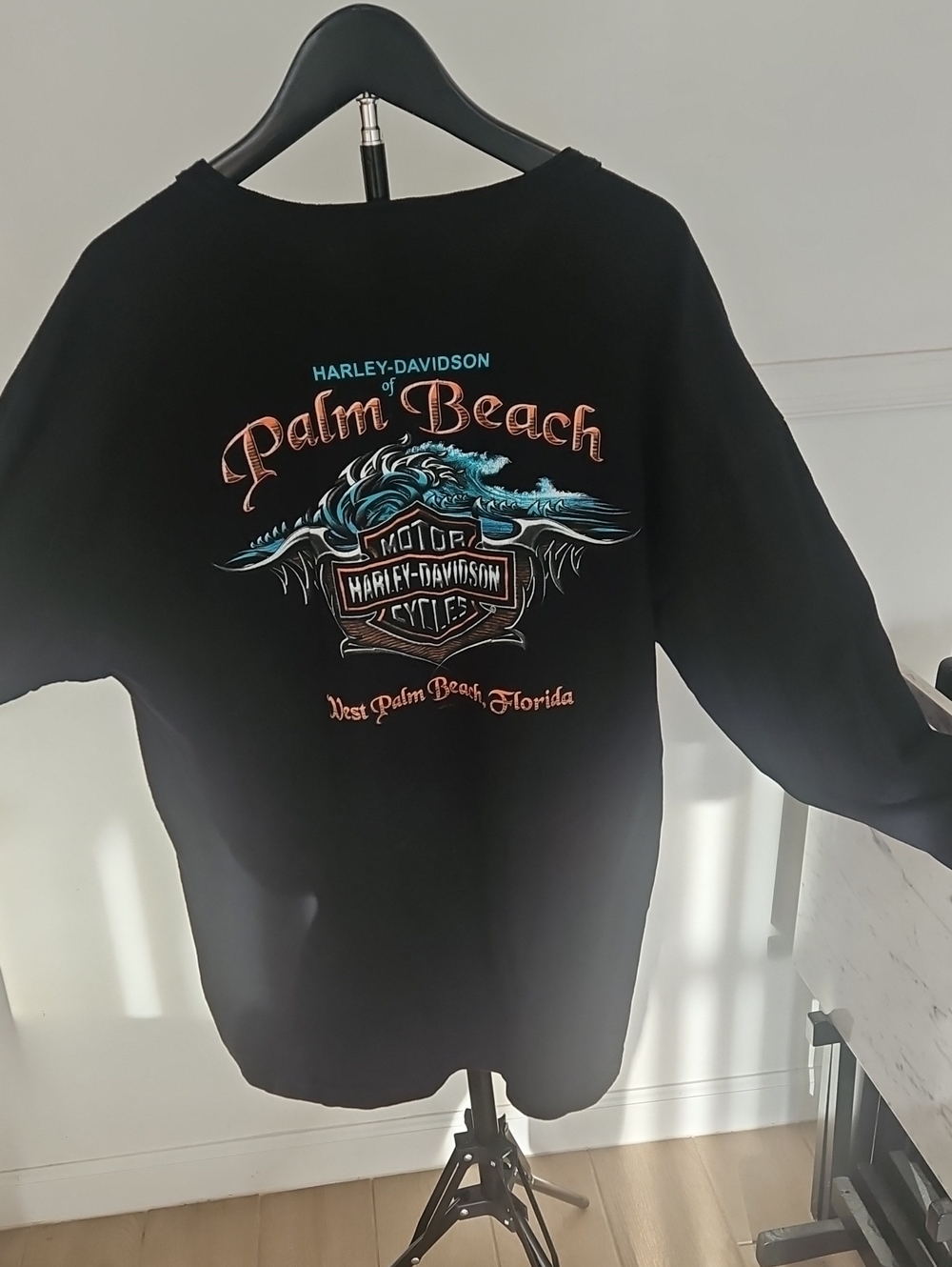 Harley-Davidson Black Palm Beach Graphic Jersey with Teal and Copper Accents